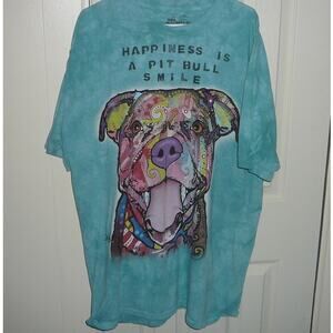 The Mountain Printed in the USA Pit Bull is Happiness Dyed Blue T-Shirt sz 2XL